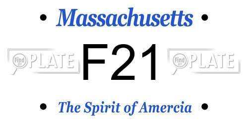 F21 Massachusetts License Plate