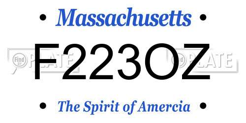 F223OZ Massachusetts License Plate