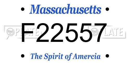 F22557 Massachusetts License Plate