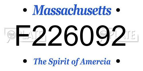 F226092 Massachusetts License Plate