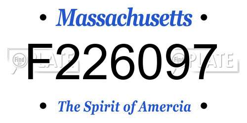 F226097 Massachusetts License Plate