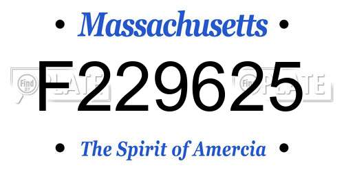F229625 Massachusetts License Plate