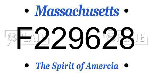 F229628 Massachusetts License Plate