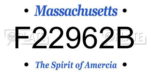 F22962B Massachusetts License Plate