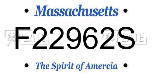 F22962S Massachusetts License Plate