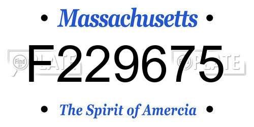 F229675 Massachusetts License Plate