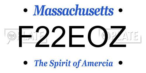 F22EOZ Massachusetts License Plate