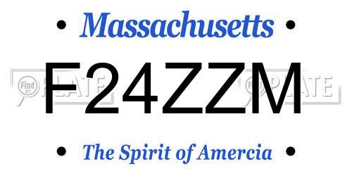 F24ZZM Massachusetts License Plate