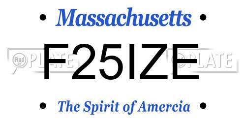 F25IZE Massachusetts License Plate
