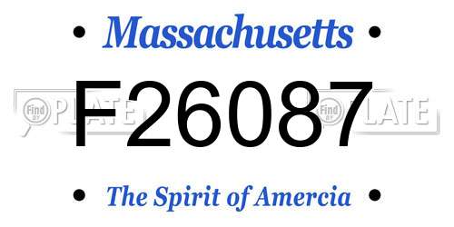 F26087 Massachusetts License Plate