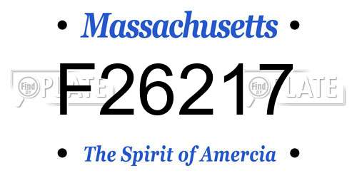F26217 Massachusetts License Plate