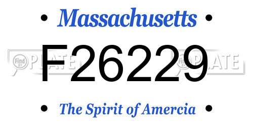 F26229 Massachusetts License Plate