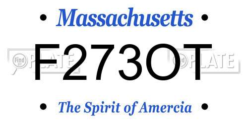 F273OT Massachusetts License Plate