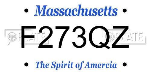 F273QZ Massachusetts License Plate