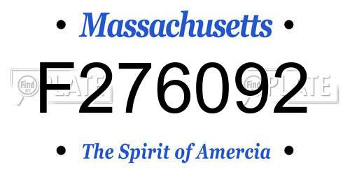 F276092 Massachusetts License Plate