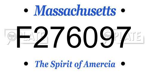 F276097 Massachusetts License Plate