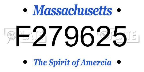 F279625 Massachusetts License Plate