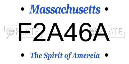 F2A46A Massachusetts License Plate