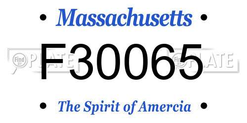 F30065 Massachusetts License Plate