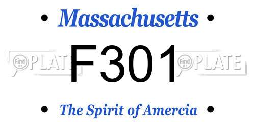 F301 Massachusetts License Plate