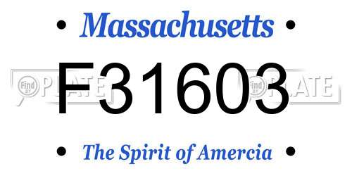 F31603 Massachusetts License Plate