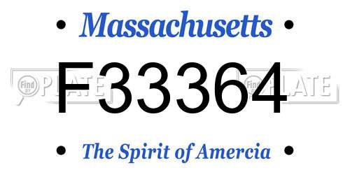 F33364 Massachusetts License Plate