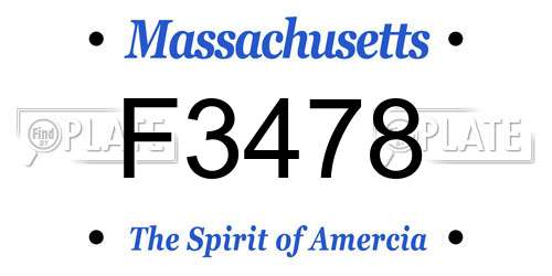F3478 Massachusetts License Plate