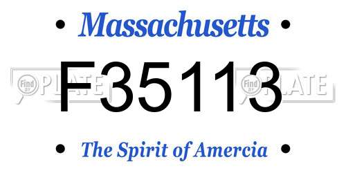 F35113 Massachusetts License Plate