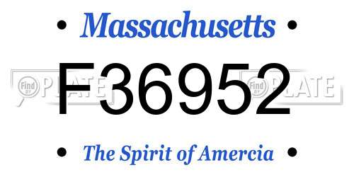 F36952 Massachusetts License Plate