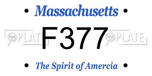 F377 Massachusetts License Plate