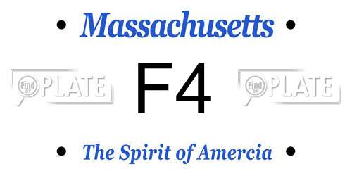 F4 Massachusetts License Plate