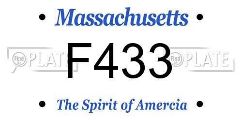 F433 Massachusetts License Plate