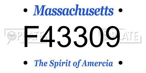 F43309 Massachusetts License Plate