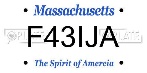 F43IJA Massachusetts License Plate