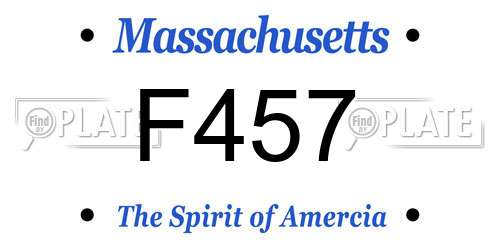 F457 Massachusetts License Plate
