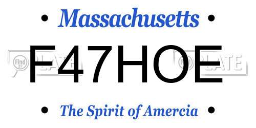 F47HOE Massachusetts License Plate