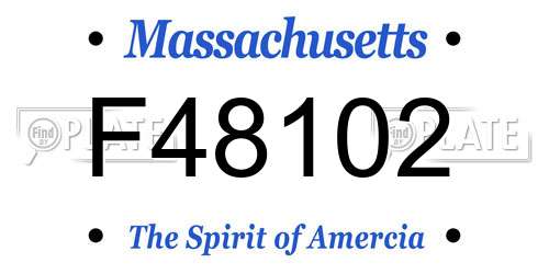 F48102 Massachusetts License Plate
