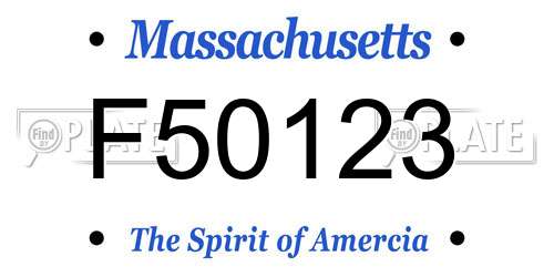 F50123 Massachusetts License Plate