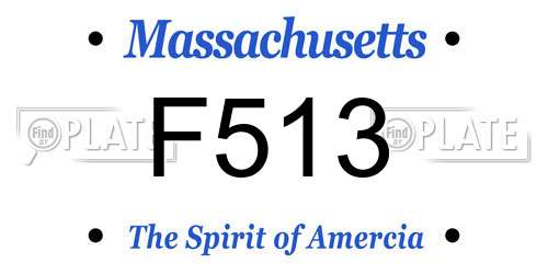 F513 Massachusetts License Plate