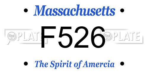 F526 Massachusetts License Plate
