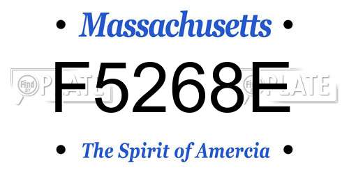 F5268E Massachusetts License Plate