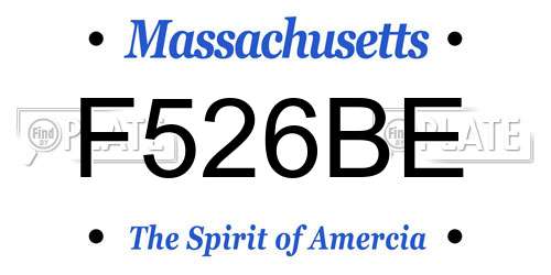 F526BE Massachusetts License Plate