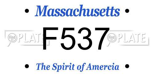 F537 Massachusetts License Plate
