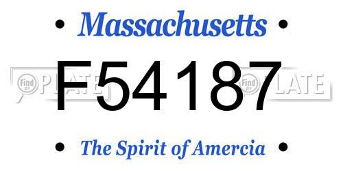 F54187 Massachusetts License Plate