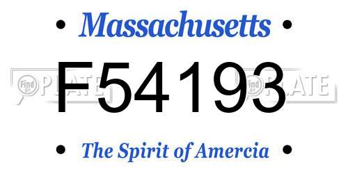 F54193 Massachusetts License Plate