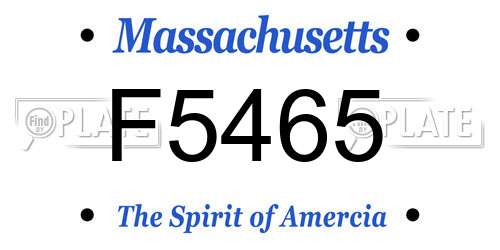 F5465 Massachusetts License Plate