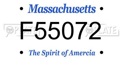 F55072 Massachusetts License Plate