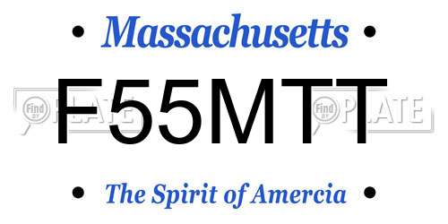 F55MTT Massachusetts License Plate