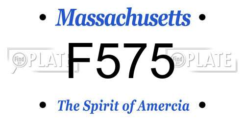 F575 Massachusetts License Plate