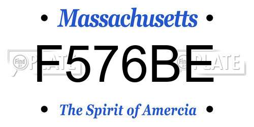F576BE Massachusetts License Plate